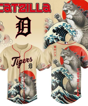Epic Catzilla Baseball Jersey - Unique Graphic Tee For Cat & Baseball Lovers