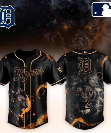 Detroit Tigers Black Lion Graphic Baseball Jersey - Bold Mlb Fan Apparel