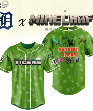 Minecraft X Detroit Tigers Green Baseball Jersey - Limited Edition Fan Gear