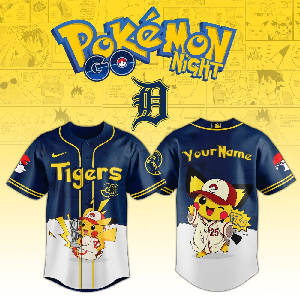 Custom Pokémon Night Jersey – Pikachu Baseball Design , Perfect Gift For Fans!