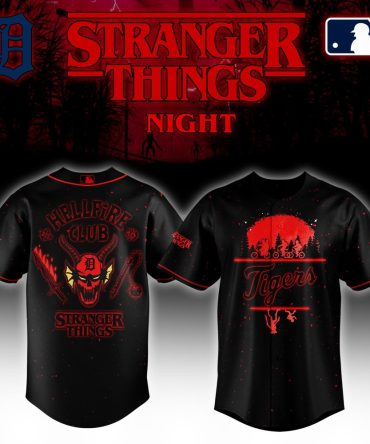 Limited Edition Detroit Tigers X Stranger Things Hellfire Club Jersey – Perfect For Fans!