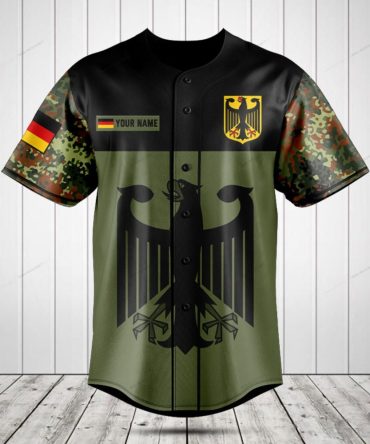 Custom German Eagle Camo Baseball Jersey - Personalized Name & Flag, Stylish Sportswear