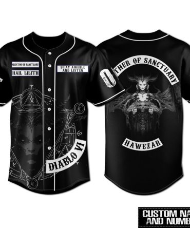 Custom Diablo Vi Baseball Jersey - Hail Lilith Design, Personalized Name & Number
