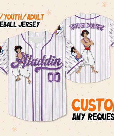 Custom Aladdin Baseball Jersey For Kids/Youth/Adults – Add Your Name!