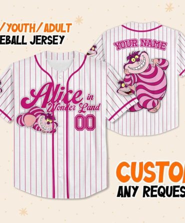 Custom Alice In Wonderland Baseball Jersey - Kids/Youth/Adult - Personalized Name & Number