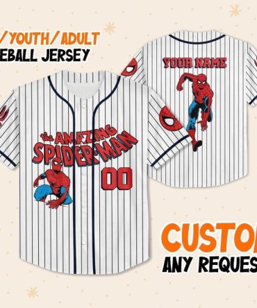 Custom Spider-Man Baseball Jersey For Kids/Youth/Adults - Add Your Name!