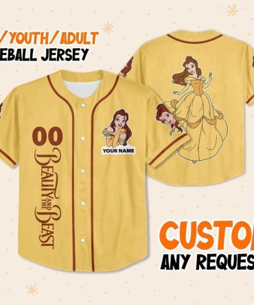 Custom Beauty & The Beast Baseball Jersey For Kids/Youth/Adults – Personalize Your Name!