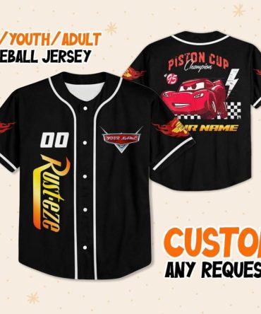 Custom Kids/Adult Cars-Themed Baseball Jersey – Personalize Your Name!