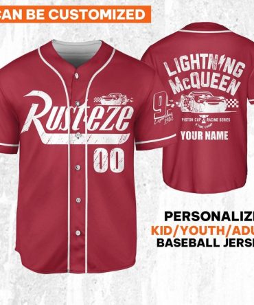 Custom Lightning Mcqueen Baseball Jersey - Kids/Youth/Adult - Personalize Your Name
