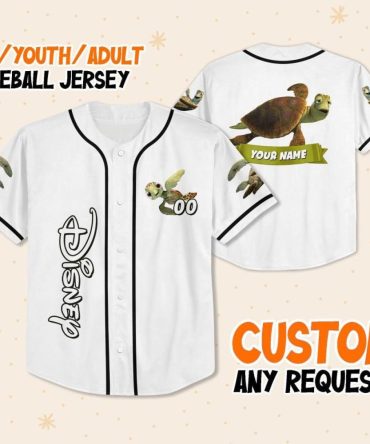 Custom Disney Turtle Baseball Jersey - Kids/Youth/Adult Personalized Sportswear