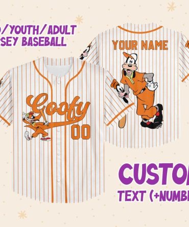 Custom Goofy Baseball Jersey For Kids/Youth/Adults - Add Your Name & Number!