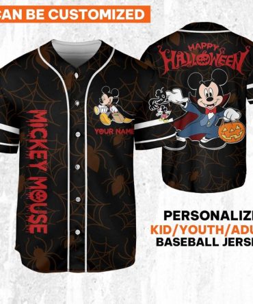 Custom Halloween Mickey Mouse Baseball Jersey - Kids/Adults - Personalize Now!