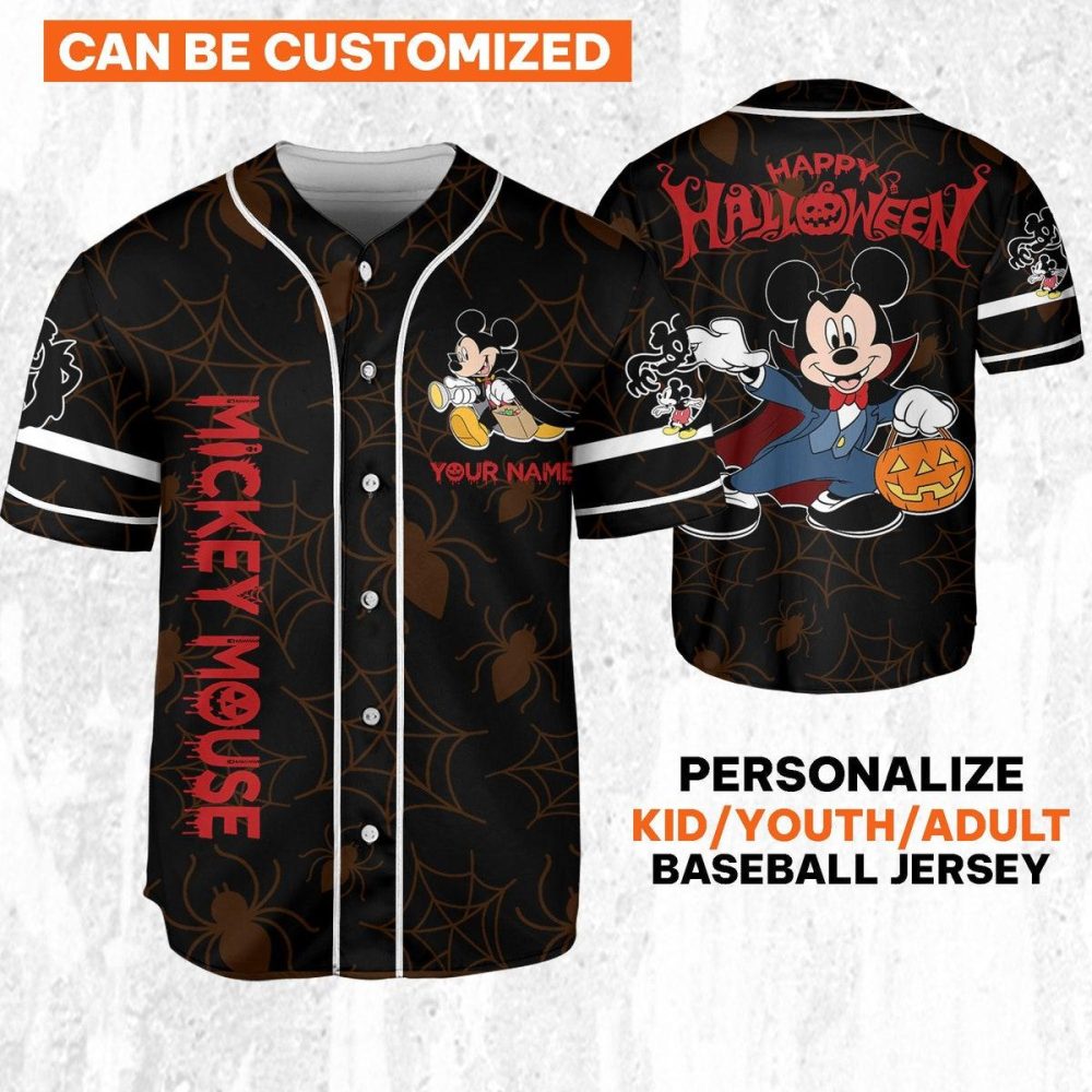 Custom Halloween Mickey Mouse Baseball Jersey - Kids/Adults - Personalize Now! - Image 2