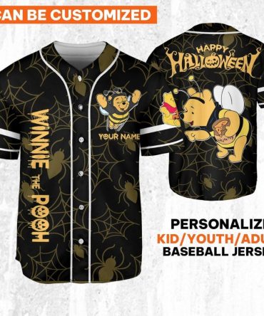 Customizable Halloween Winnie The Pooh Baseball Jersey For Kids/Adults - Personalize Your Style!