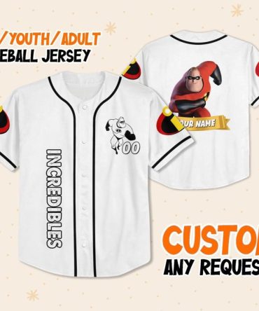 Customizable Incredibles Baseball Jersey For Kids/Youth/Adults - Add Your Name!