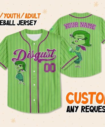 Custom Kids/Youth/Adult Baseball Jersey - Personalized Name - Fun Green Design