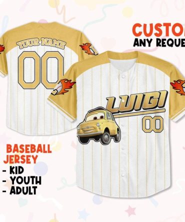 Customizable Kids/Adult Baseball Jersey With Fun Car Design - Personalize Name & Number!