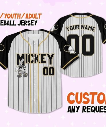 Customizable Mickey Baseball Jersey For Kids/Youth/Adults - Personalized Name & Number