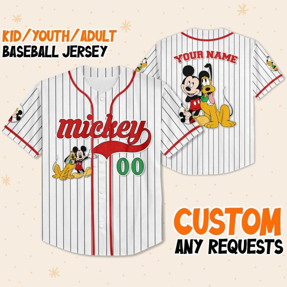 Custom Mickey Mouse Baseball Jersey For Kids/Youth/Adults – Personalized Sportswear