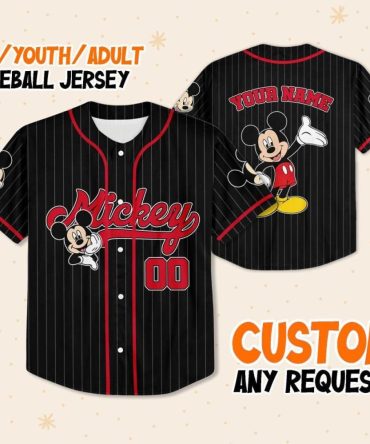 Customizable Mickey Mouse Baseball Jersey - Kids/Youth/Adult - Personalize Your Name!