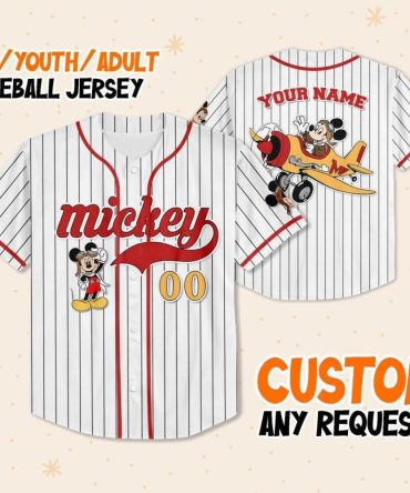 Custom Mickey Baseball Jersey - Personalized For Kids, Youth & Adults - Unique Gift!