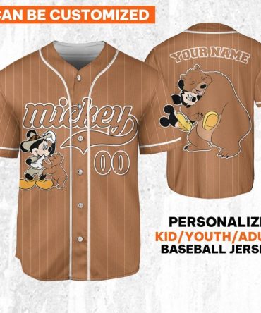 Personalized Mickey Baseball Jersey - Custom Name & Size For Kids/Youth/Adults