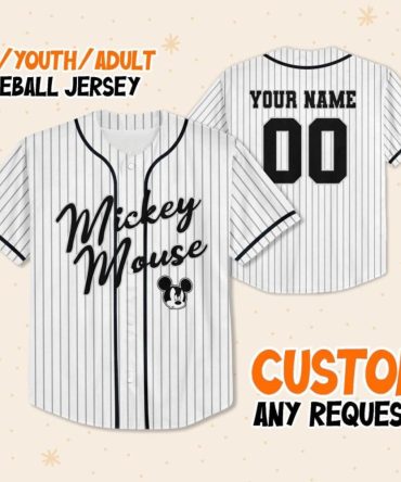 Custom Mickey Mouse Baseball Jersey For Kids/Youth/Adults - Personalize With Your Name!