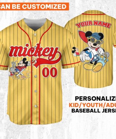 Custom Mickey Baseball Jersey For Kids/Youth/Adults – Personalize Your Name & Number!