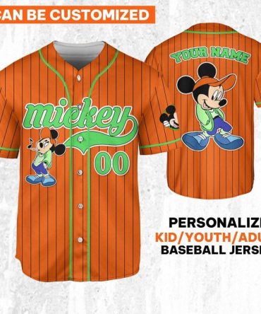 Customizable Mickey Baseball Jersey For Kids/Adults – Add Your Name!
