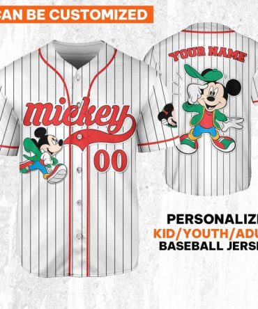 Customizable Mickey Baseball Jersey For Kids/Youth/Adults – Add Your Name!