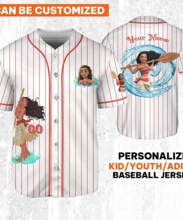 Customizable Moana Baseball Jersey For Kids/Youth/Adults – Add Your Name!