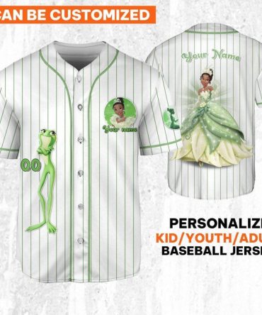 Customizable Princess & Frog Baseball Jersey For Kids/Youth/Adults - Personalize With Your Name!