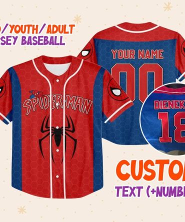 Custom Spider Baseball Jersey - Kids/Adults - Personalized Name & Number