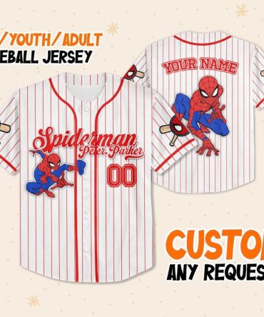 Custom Spider Hero Baseball Jersey - Kids/Youth/Adult - Add Your Name!