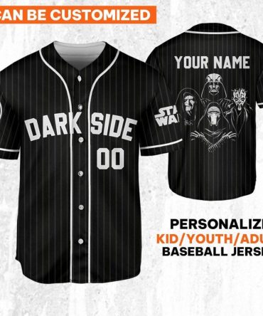 Custom Dark Side Baseball Jersey – Personalize With Your Name, Available For Kids, Youth & Adults