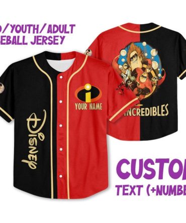 Custom Disney Incredibles Baseball Jersey - Kids/Youth/Adult Sizes + Personalize Name/Number