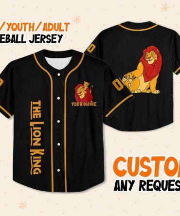 Custom Lion King Baseball Jersey - Personalized Kids/Youth/Adult Sizes Available