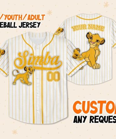 Custom Simba Baseball Jersey For Kids/Youth/Adults - Personalize Your Name!