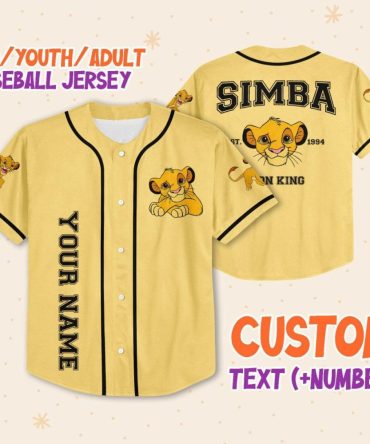 Custom Simba Baseball Jersey For Kids/Adults – Personalized Lion King Apparel