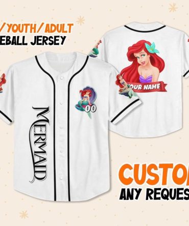 Custom Mermaid Baseball Jersey For Kids/Youth/Adults – Personalize With Your Name!
