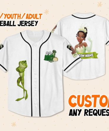 Customizable Kid/Youth/Adult Princess & Frog Baseball Jersey – Personalized Name Available