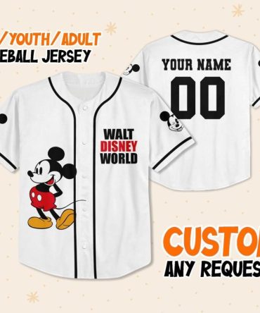 Custom Disney Baseball Jersey – Personalized Mickey Design For Kids/Adults