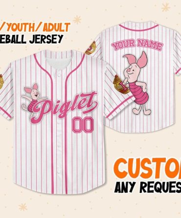 Custom Kid/Youth/Adult Baseball Jersey – Personalized Piglet Design – Add Your Name!