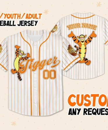 Customizable Tigger Baseball Jersey For Kids, Youth & Adults - Add Your Name!