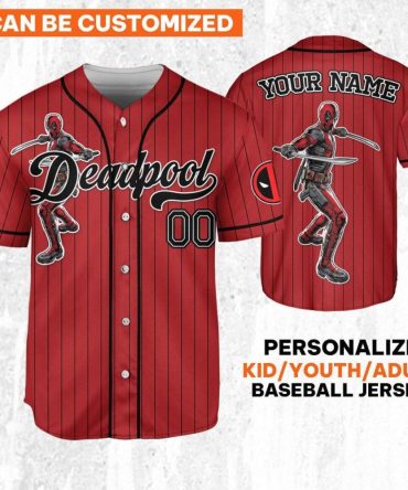 Customizable Deadpool Baseball Jersey For Kids, Youth & Adults - Add Your Name!
