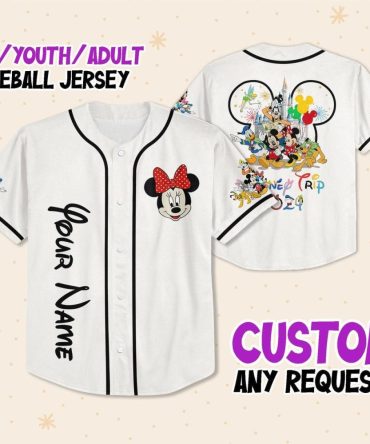 Custom Disney Baseball Jersey - Personalized Kids/Youth/Adult Sizes - Perfect For Theme Park Trips!