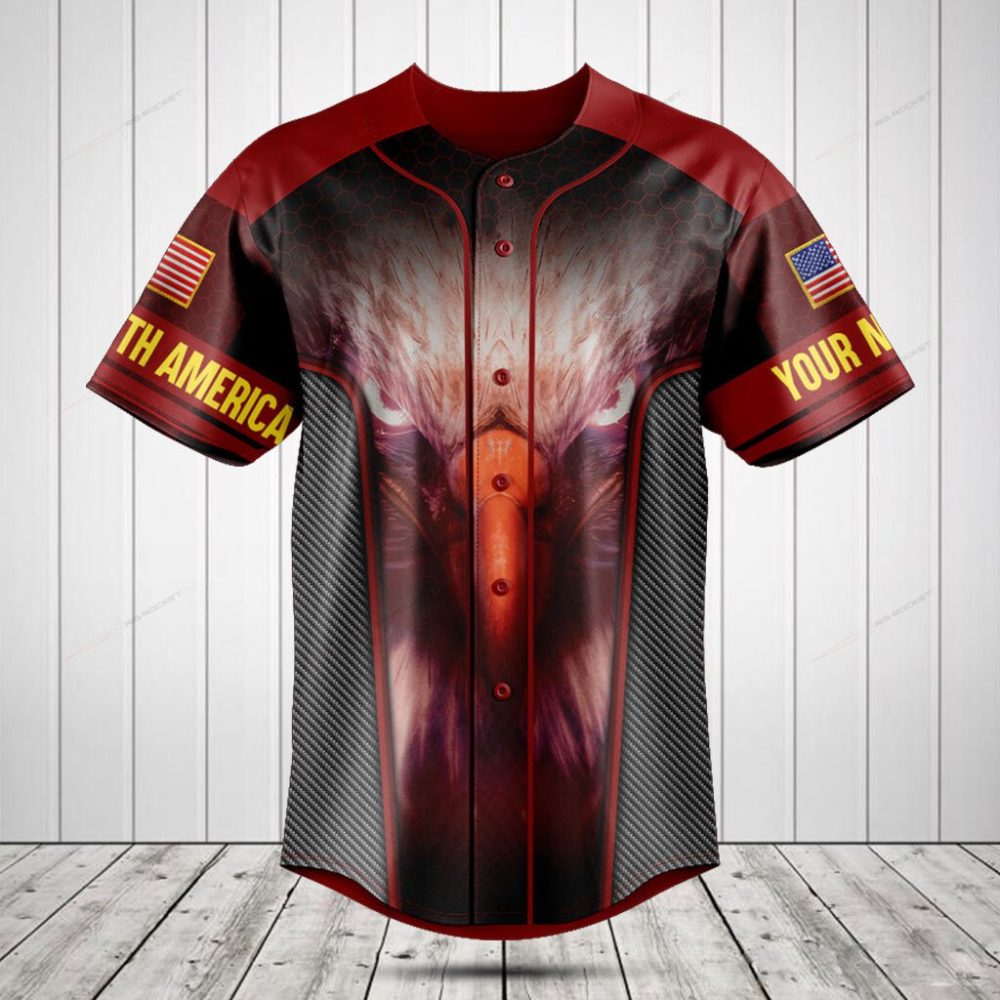 Custom Patriotic Eagle Baseball Jersey – Bold Design, Personalizable Sleeves, Perfect For Sports Enthusiasts