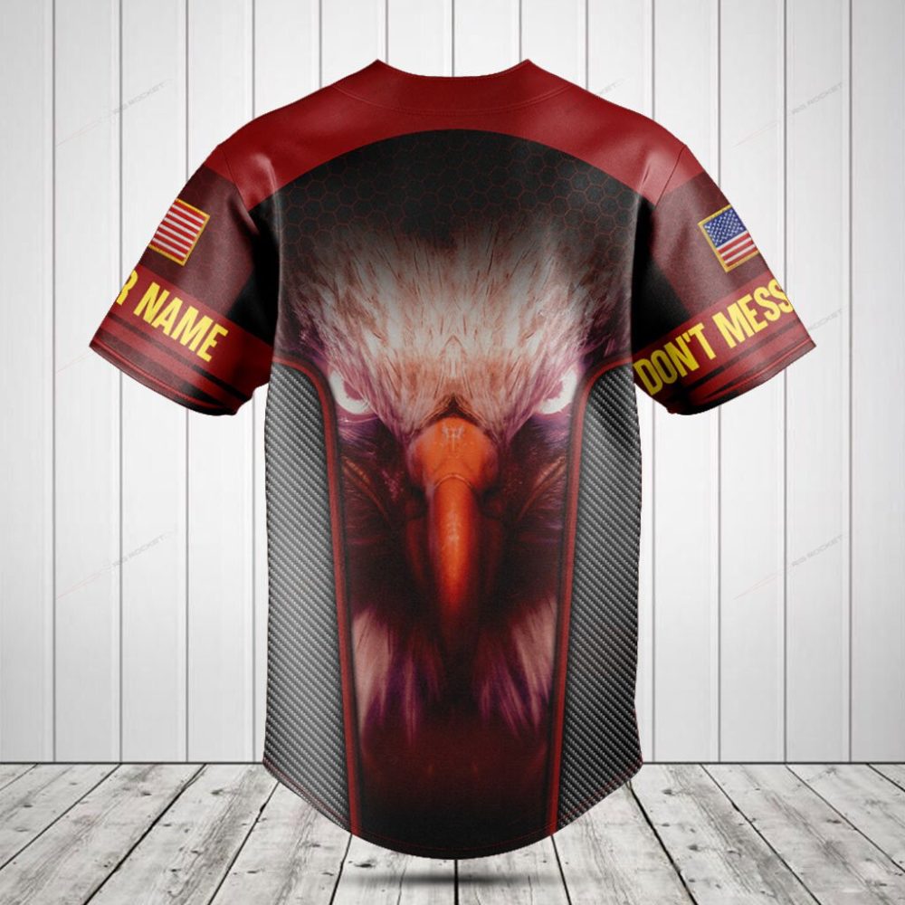 Custom Patriotic Eagle Baseball Jersey – Bold Design, Personalizable Sleeves, Perfect For Sports Enthusiasts - Image 2