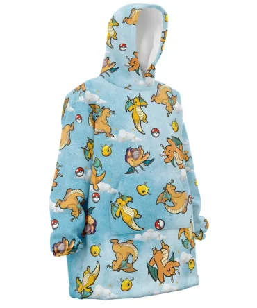 Dragonite Pattern Pokemon Hooded Blanket Hoodie