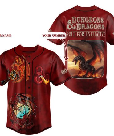Custom Dungeons & Dragons Dragon Baseball Jersey - Personalized Name & Number - Perfect Gift For Gamers